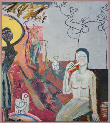 Peinture intitulée ""MZUNGU" SERIES, 1" par Margarita Suliaeva, Œuvre d'art originale, Acrylique