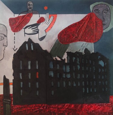 Painting titled "Black House - acryl…" by Margarita Suliaeva, Original Artwork, Acrylic