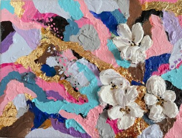 Картина под названием "Relief petals" - Margarita Glambert, Подлинное произведение искусства, Акрил