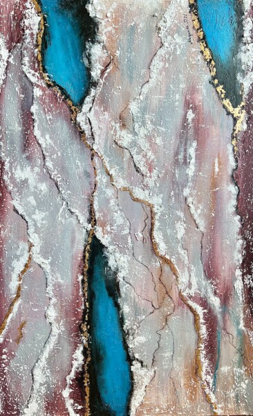 Rocky mountains and Blue lakes Malerei mit dem Titel "Rocky mountains and…" von Margarita Glambert, Original-Kunstwerk, Acryl Auf Keilrahmen aus Holz monti…