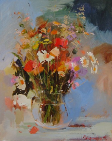 Картина под названием "полевой букетик" - Tatyana Barinova, Подлинное произведение искусства, Масло