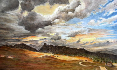 Pittura intitolato "prima-del-temporale…" da Margherita Cavassa, Opera d'arte originale, Acquarello