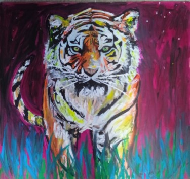 Painting titled "Tigre" by Margherita Minto, Original Artwork, Acrylic