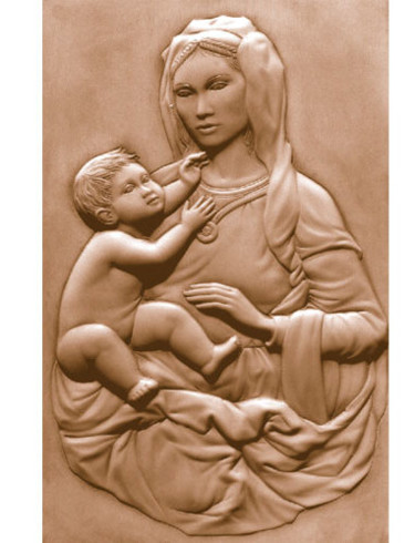 Sculpture titled "Madonna con bambino" by Studio D'Arte, Original Artwork, Terra cotta