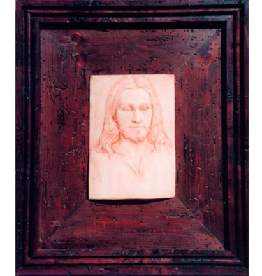 Sculpture titled "Bassorilievo Cristo" by Studio D'Arte, Original Artwork, Resin Mounted on Wood Panel