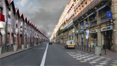 Photographie intitulée "rue à deux voies" par Bernard Muller, Œuvre d'art originale