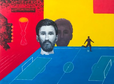 Painting titled "Leonel Messi" by Aleks Margjini, Original Artwork, Acrylic