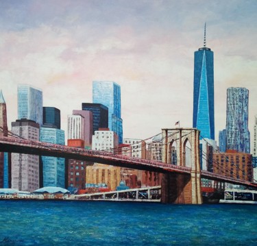 Painting titled "New York City" by Aleks Margjini, Original Artwork, Acrylic