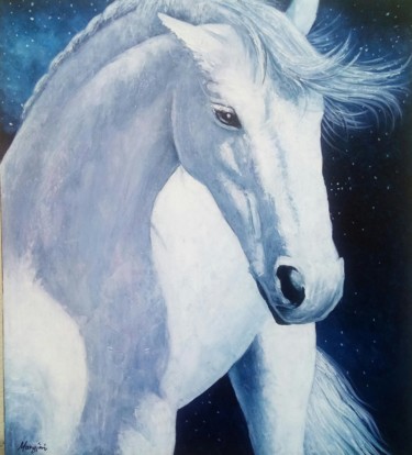 Painting titled "Horse" by Aleks Margjini, Original Artwork, Acrylic