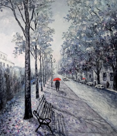 Peinture intitulée "B. Curri Boulevard" par Aleks Margjini, Œuvre d'art originale, Huile