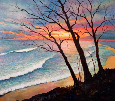 Painting titled "Adriatic see" by Aleks Margjini, Original Artwork, Oil
