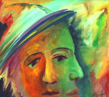 Painting titled "portrait from two p…" by Aleks Margjini, Original Artwork, Oil