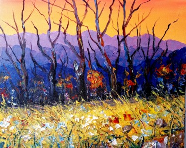 Painting titled "West of the mountai…" by Aleks Margjini, Original Artwork, Oil