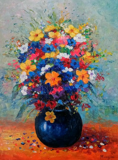 Painting titled "Vase with different…" by Aleks Margjini, Original Artwork, Acrylic