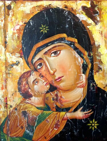 Painting titled "Mather Mary" by Aleks Margjini, Original Artwork, Acrylic