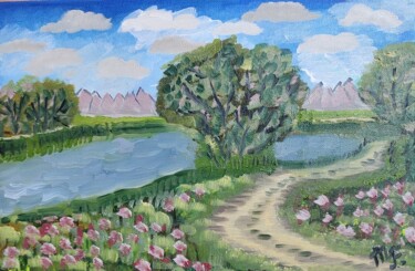 제목이 "Дорога на пикник"인 미술작품 Margo로, 원작, 기름 나무 들것 프레임에 장착됨