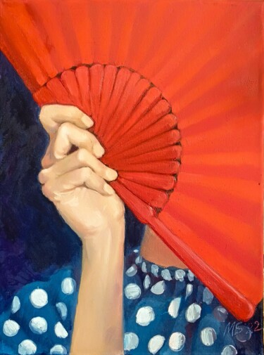 绘画 标题为“Hand with a fan” 由Margo Miro, 原创艺术品, 油