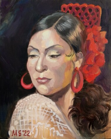 "Portrait of a woman…" başlıklı Tablo Margo Miro tarafından, Orijinal sanat, Petrol
