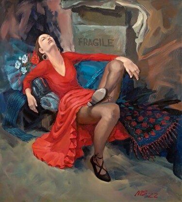 Painting titled "Female portrait. Ba…" by Margo Miro, Original Artwork, Oil