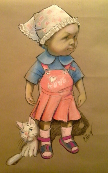 Dibujo titulada "Child portrait Baby…" por Margo Miro, Obra de arte original, Pastel