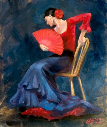 Картина под названием "Dancer Flamenco wit…" - Margo Miro, Подлинное произведение искусства, Масло