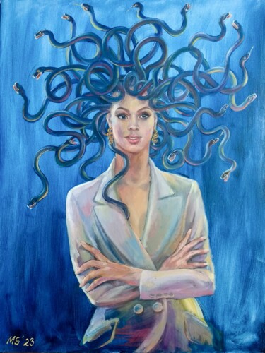 Painting titled "Portrait of a woman…" by Margo Miro, Original Artwork, Oil