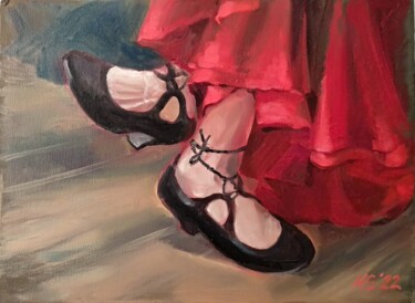 Schilderij getiteld "Dancer's legs. Flam…" door Margo Miro, Origineel Kunstwerk, Olie