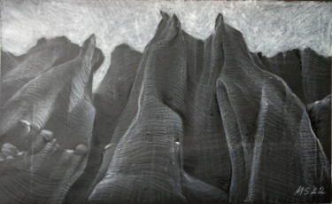 Dessin intitulée "Scenery. Black moun…" par Margo Miro, Œuvre d'art originale, Pastel