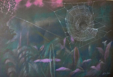 Drawing titled "Scenery. Web at sun…" by Margo Miro, Original Artwork, Pencil