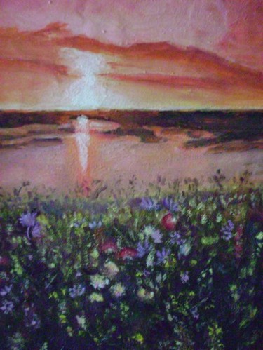 Картина под названием "Малиновое озеро" - Марго, Подлинное произведение искусства