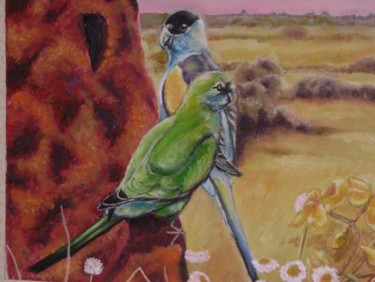 Картина под названием "попугаи" - Марго, Подлинное произведение искусства