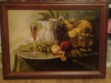 Картина под названием "Натюрморт с фруктами" - Маргари Крейман, Подлинное произведение искусства, Масло Установлен на Деревя…