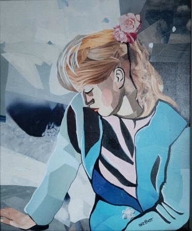 Collages titulada "Rêveuse" por Margot G Delhomme, Obra de arte original, Collages Montado en Bastidor de camilla de madera
