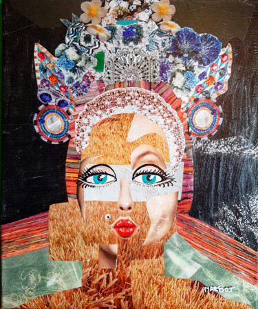 Icône Naïvisme Collages intitulée "Icône Naïvisme" par Margot G Delhomme, Œuvre d'art originale, Collages Monté sur Châssis