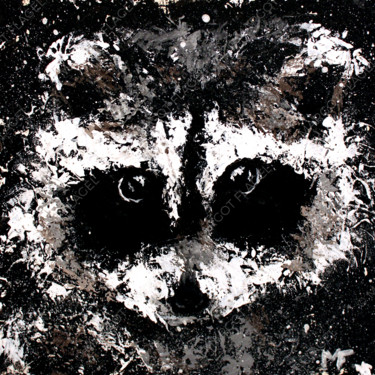 Painting titled ""Racoon" Raton-lave…" by Margot Flagel, Original Artwork, Acrylic