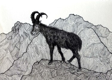 Desenho intitulada "Chamois" por Margot Thuy, Obras de arte originais, Marcador