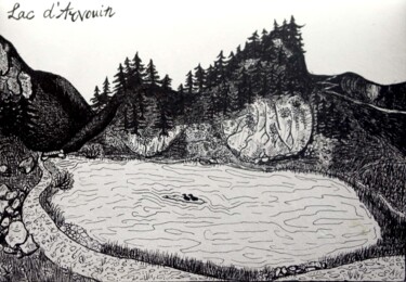Tekening getiteld "Lac d'Arvouin, Vall…" door Margot Thuy, Origineel Kunstwerk, Marker