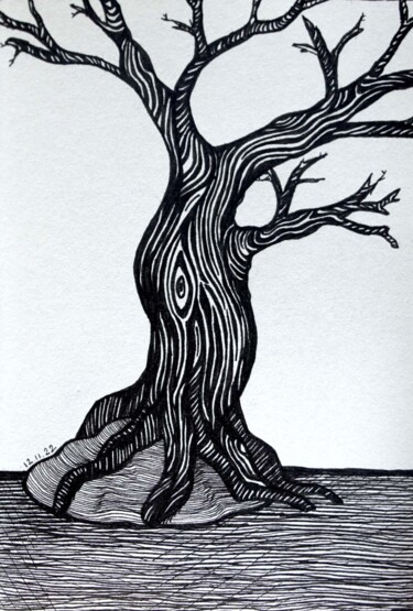 Dibujo titulada "A tree" por Margot Thuy, Obra de arte original, Rotulador
