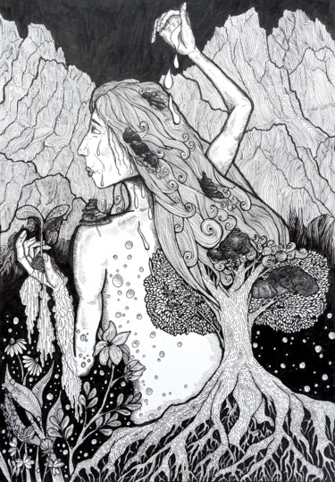 Drawing titled "Mother Nature takin…" by Margot Thuy, Original Artwork, Marker