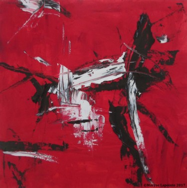 Painting titled "Crash rouge et noir…" by Maryse Lapointe, Original Artwork, Oil