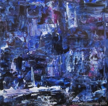 Malerei mit dem Titel "Nocturne Blues" von Maryse Lapointe, Original-Kunstwerk, Acryl