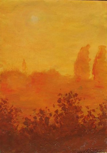 Peinture intitulée "Paysage ocre" par Margot-Kot, Œuvre d'art originale