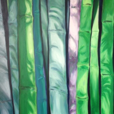Peinture intitulée "Foret de bambous" par Margot-Kot, Œuvre d'art originale, Acrylique