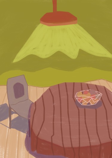 La table Digitale Künste mit dem Titel "La table" von Marguerite Vrp, Original-Kunstwerk, Digitale Malerei