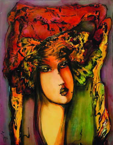 Painting titled "Portrait" by Mariam Hambaryan, Original Artwork, Oil