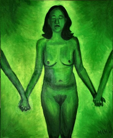 Schilderij getiteld "Green peace" door Margreet Heemskerk, Origineel Kunstwerk, Anders