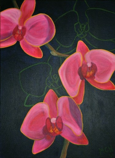 Schilderij getiteld "Orchidee" door Margreet Heemskerk, Origineel Kunstwerk, Anders