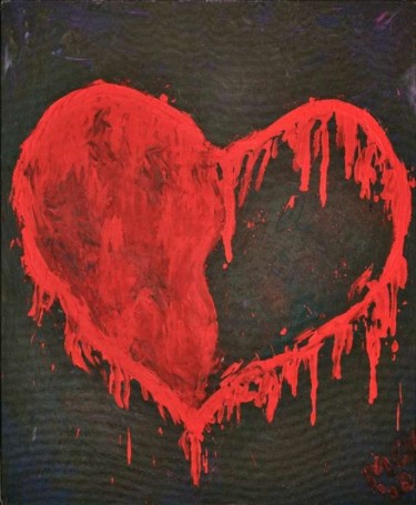 Schilderij getiteld "Gebroken hart" door Margreet Heemskerk, Origineel Kunstwerk, Olie