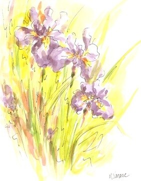 Drawing titled "Les iris" by Marguerite Vanasse (Fleur'Art Maggie), Original Artwork, Other