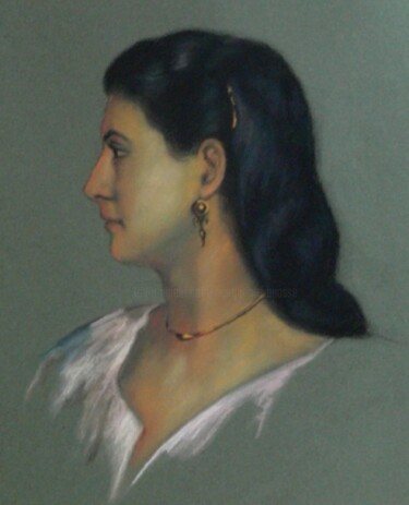 Painting titled "Joueuse de Mandoline" by Marguerite Vanasse (Fleur'Art Maggie), Original Artwork, Oil